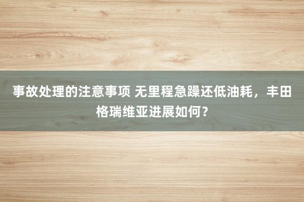 事故处理的注意事项 无里程急躁还低油耗，丰田格瑞维亚进展如何？