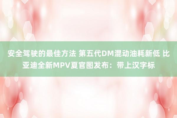 安全驾驶的最佳方法 第五代DM混动油耗新低 比亚迪全新MPV夏官图发布：带上汉字标