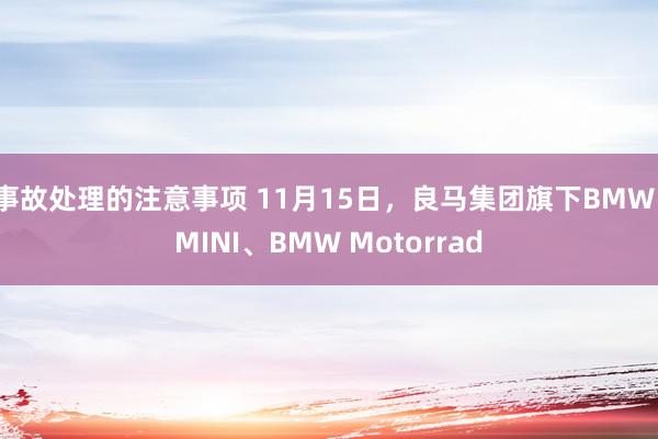 事故处理的注意事项 11月15日，良马集团旗下BMW、MINI、BMW Motorrad