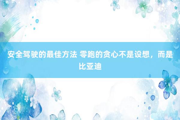 安全驾驶的最佳方法 零跑的贪心不是设想，而是比亚迪