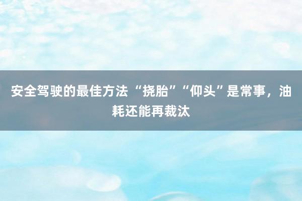 安全驾驶的最佳方法 “挠胎”“仰头”是常事，油耗还能再裁汰