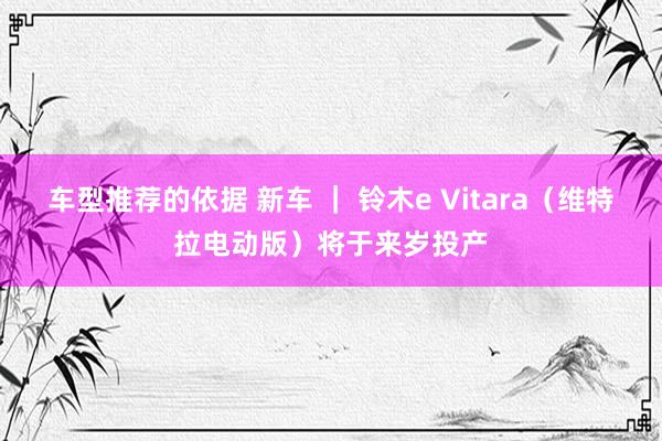 车型推荐的依据 新车 ｜ 铃木e Vitara（维特拉电动版）将于来岁投产