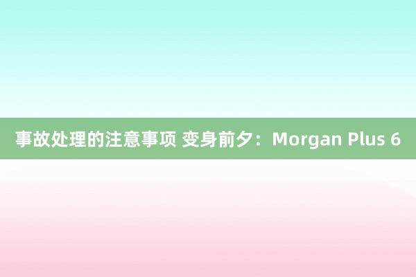 事故处理的注意事项 变身前夕：Morgan Plus 6