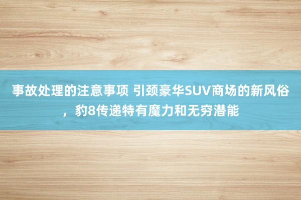 事故处理的注意事项 引颈豪华SUV商场的新风俗，豹8传递特有魔力和无穷潜能