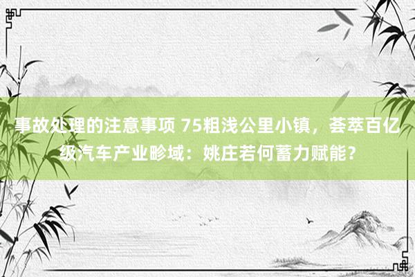 事故处理的注意事项 75粗浅公里小镇，荟萃百亿级汽车产业畛域：姚庄若何蓄力赋能？