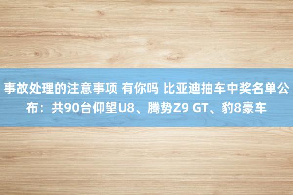 事故处理的注意事项 有你吗 比亚迪抽车中奖名单公布：共90台仰望U8、腾势Z9 GT、豹8豪车