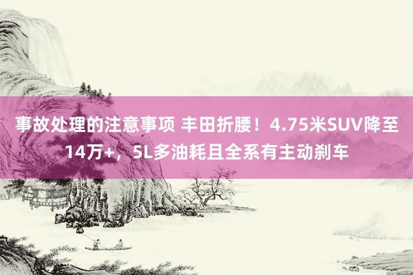 事故处理的注意事项 丰田折腰！4.75米SUV降至14万+，5L多油耗且全系有主动刹车