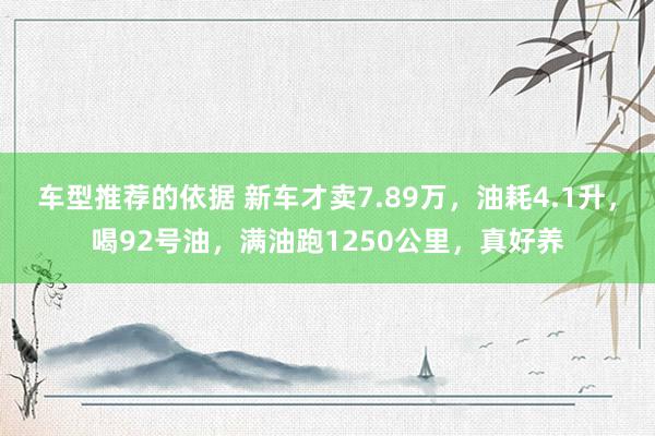 车型推荐的依据 新车才卖7.89万，油耗4.1升，喝92号油，满油跑1250公里，真好养