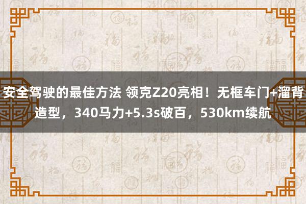 安全驾驶的最佳方法 领克Z20亮相！无框车门+溜背造型，340马力+5.3s破百，530km续航