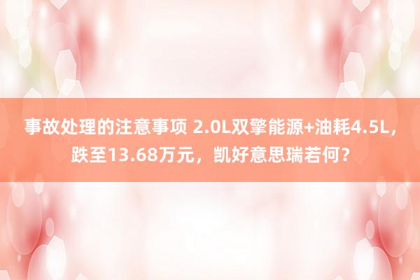 事故处理的注意事项 2.0L双擎能源+油耗4.5L，跌至13.68万元，凯好意思瑞若何？