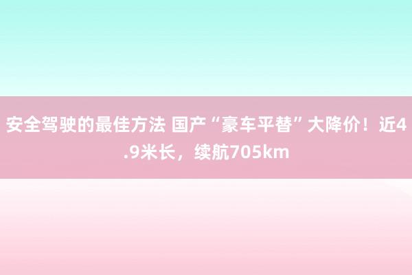 安全驾驶的最佳方法 国产“豪车平替”大降价！近4.9米长，续航705km