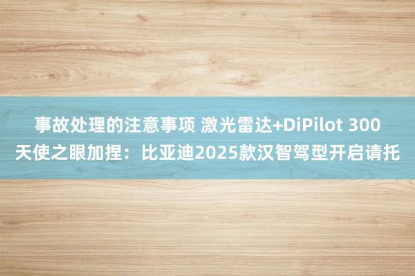 事故处理的注意事项 激光雷达+DiPilot 300天使之眼加捏：比亚迪2025款汉智驾型开启请托