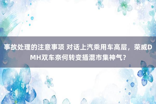 事故处理的注意事项 对话上汽乘用车高层，荣威DMH双车奈何转变插混市集神气？