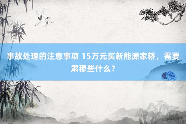 事故处理的注意事项 15万元买新能源家轿，需要肃穆些什么？