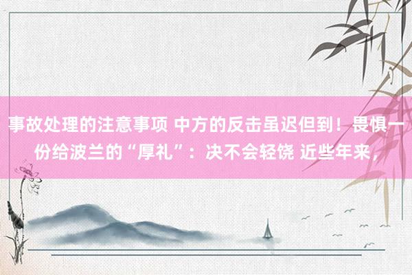 事故处理的注意事项 中方的反击虽迟但到！畏惧一份给波兰的“厚礼”：决不会轻饶 近些年来，