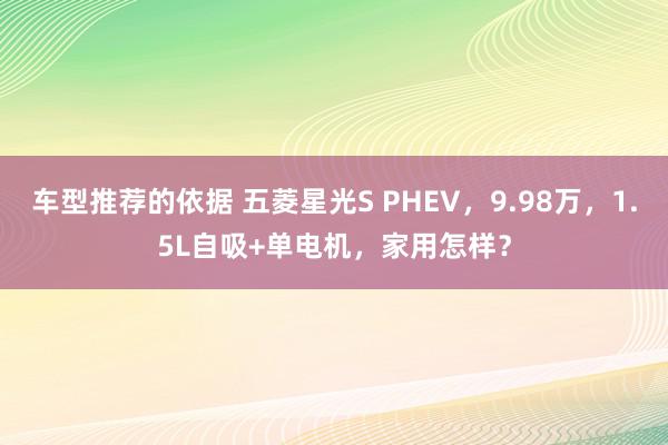 车型推荐的依据 五菱星光S PHEV，9.98万，1.5L自吸+单电机，家用怎样？