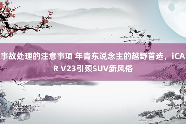 事故处理的注意事项 年青东说念主的越野首选，iCAR V23引颈SUV新风俗