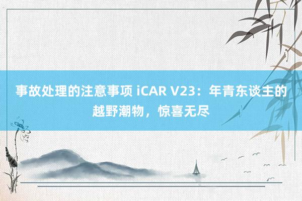 事故处理的注意事项 iCAR V23：年青东谈主的越野潮物，惊喜无尽