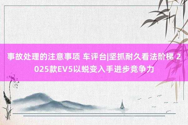 事故处理的注意事项 车评台|坚抓耐久看法阶梯 2025款EV5以蜕变入手进步竞争力