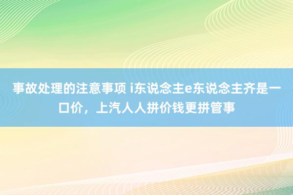 事故处理的注意事项 i东说念主e东说念主齐是一口价，上汽人人拼价钱更拼管事