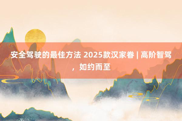 安全驾驶的最佳方法 2025款汉家眷 | 高阶智驾，如约而至