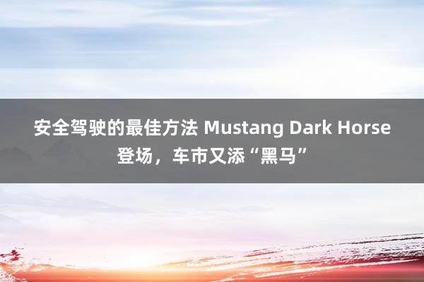 安全驾驶的最佳方法 Mustang Dark Horse登场，车市又添“黑马”