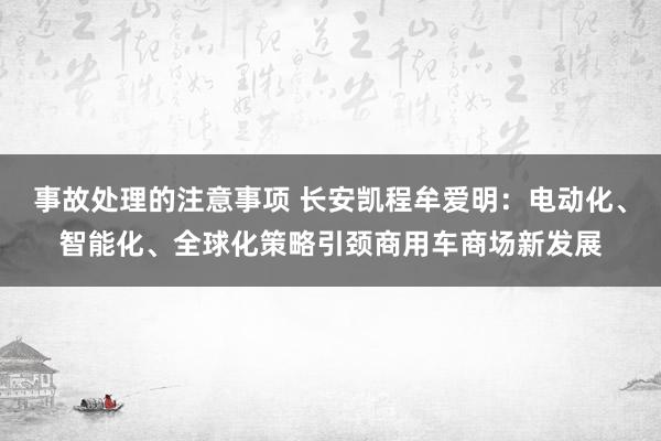 事故处理的注意事项 长安凯程牟爱明：电动化、智能化、全球化策略引颈商用车商场新发展