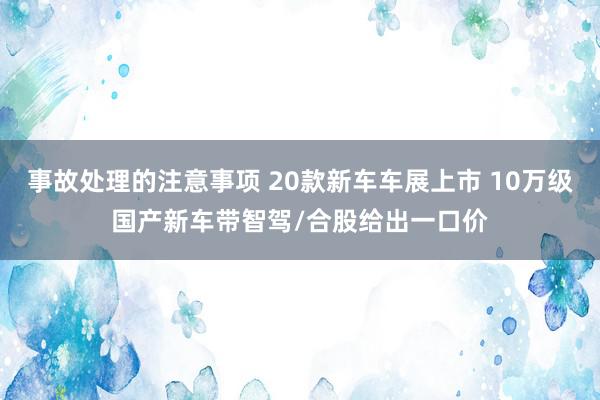 事故处理的注意事项 20款新车车展上市 10万级国产新车带智驾/合股给出一口价