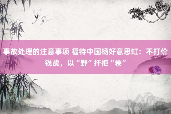 事故处理的注意事项 福特中国杨好意思虹：不打价钱战，以“野”扞拒“卷”