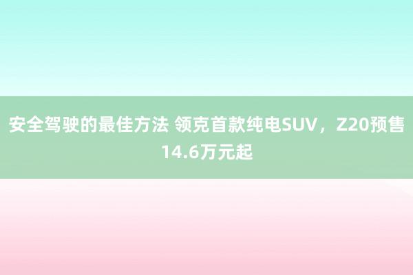 安全驾驶的最佳方法 领克首款纯电SUV，Z20预售14.6万元起