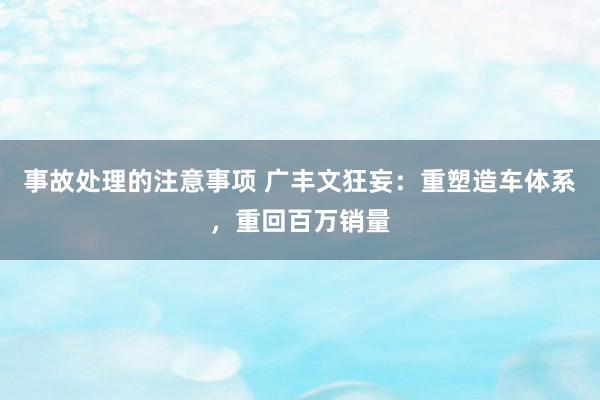 事故处理的注意事项 广丰文狂妄：重塑造车体系，重回百万销量