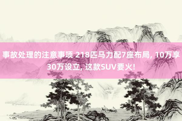 事故处理的注意事项 218匹马力配7座布局, 10万享30万设立, 这款SUV要火!