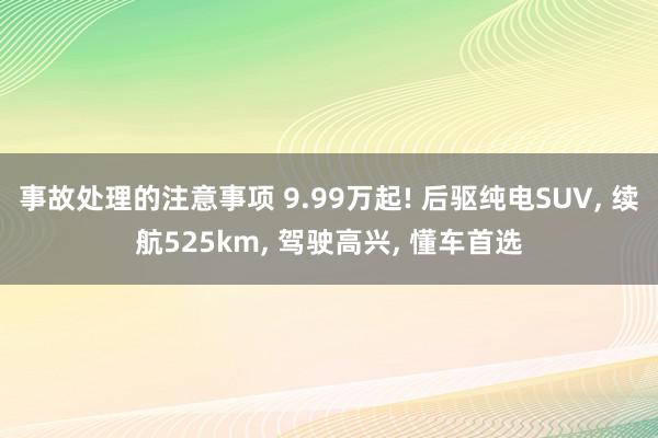 事故处理的注意事项 9.99万起! 后驱纯电SUV, 续航525km, 驾驶高兴, 懂车首选