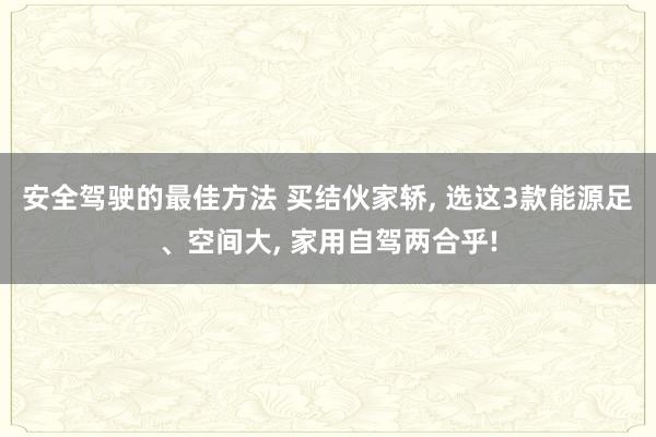 安全驾驶的最佳方法 买结伙家轿, 选这3款能源足、空间大, 家用自驾两合乎!