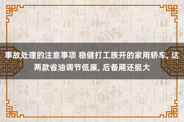 事故处理的注意事项 稳健打工族开的家用轿车, 这两款省油调节低廉, 后备厢还挺大