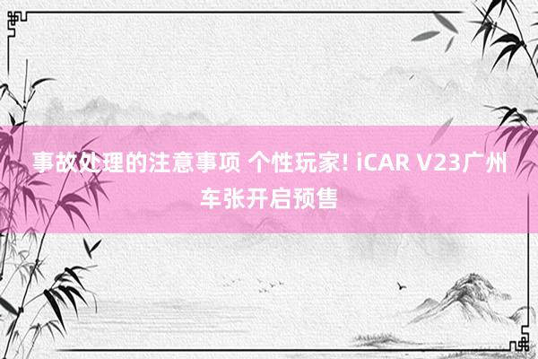 事故处理的注意事项 个性玩家! iCAR V23广州车张开启预售