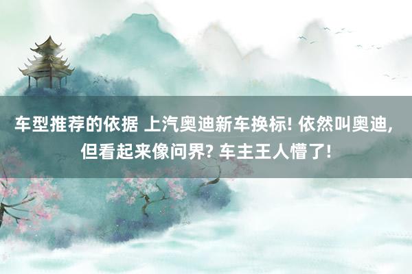 车型推荐的依据 上汽奥迪新车换标! 依然叫奥迪, 但看起来像问界? 车主王人懵了!