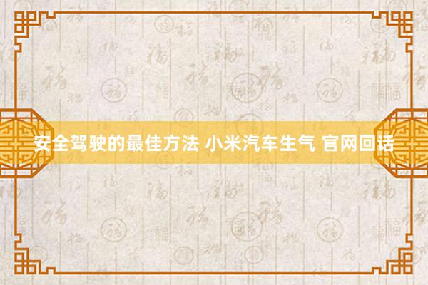 安全驾驶的最佳方法 小米汽车生气 官网回话