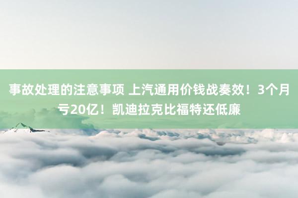 事故处理的注意事项 上汽通用价钱战奏效！3个月亏20亿！凯迪拉克比福特还低廉