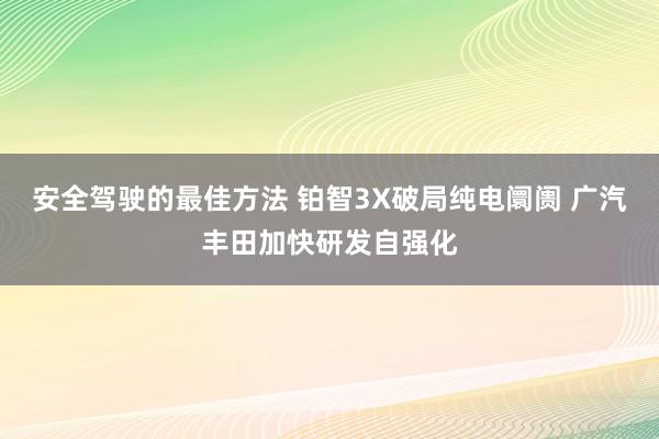 安全驾驶的最佳方法 铂智3X破局纯电阛阓 广汽丰田加快研发自强化