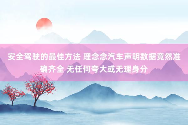 安全驾驶的最佳方法 理念念汽车声明数据竟然准确齐全 无任何夸大或无理身分