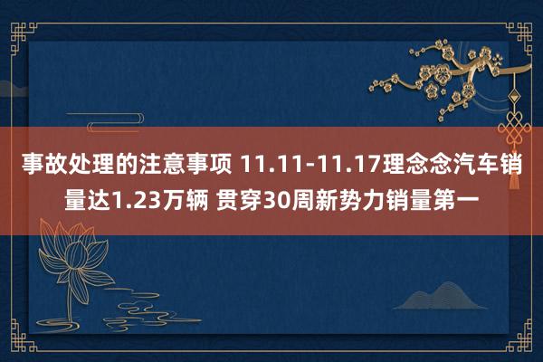 事故处理的注意事项 11.11-11.17理念念汽车销量达1.23万辆 贯穿30周新势力销量第一