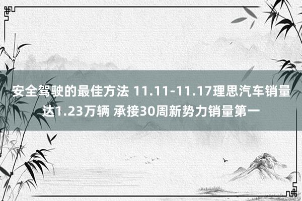 安全驾驶的最佳方法 11.11-11.17理思汽车销量达1.23万辆 承接30周新势力销量第一