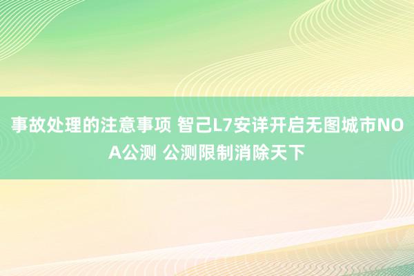 事故处理的注意事项 智己L7安详开启无图城市NOA公测 公测限制消除天下