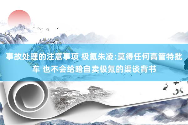 事故处理的注意事项 极氪朱凌:莫得任何高管特批车 也不会给暗自卖极氪的渠谈背书