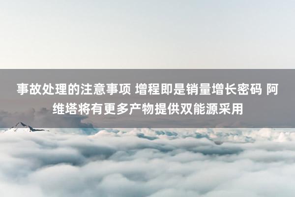 事故处理的注意事项 增程即是销量增长密码 阿维塔将有更多产物提供双能源采用