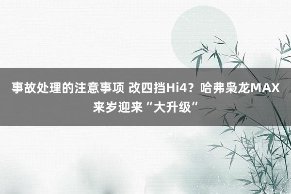 事故处理的注意事项 改四挡Hi4？哈弗枭龙MAX来岁迎来“大升级”